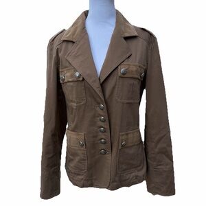 goode rider Jacket Women Medium Brown‎ Equestrian Buttons Pockets Pleated Lined